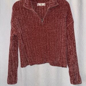 Pink Rose Maroon Ribbed Crop Top